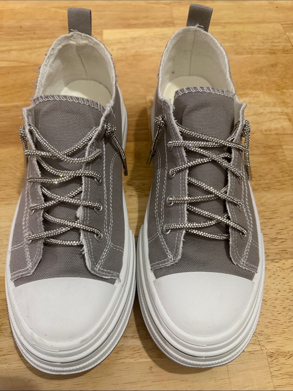 Women’s Casual Gray Canvas Sneakers with White Toe and Sole